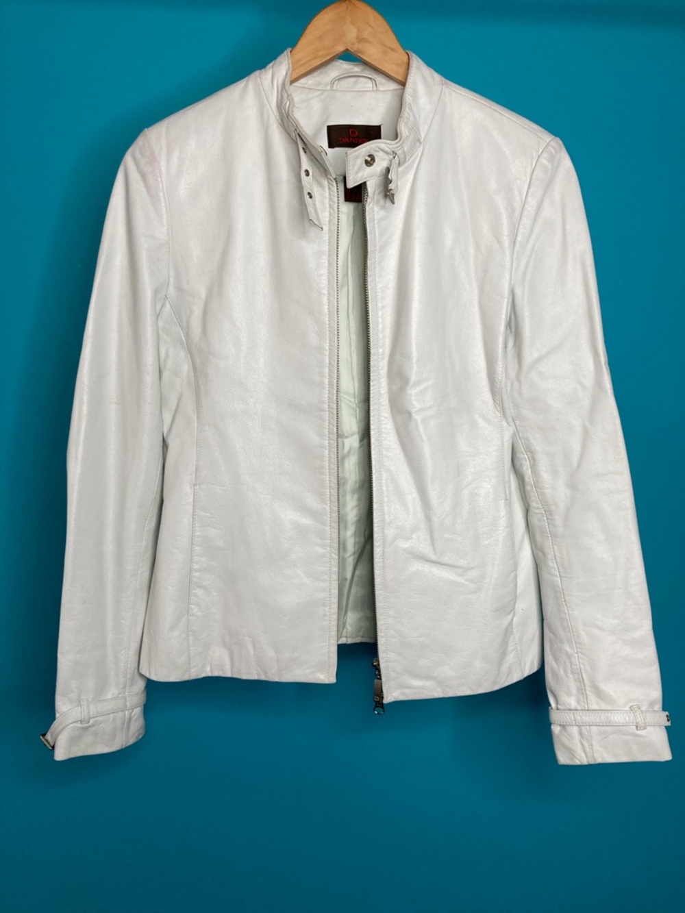 Danier White Leather Zip-Front Jacket
